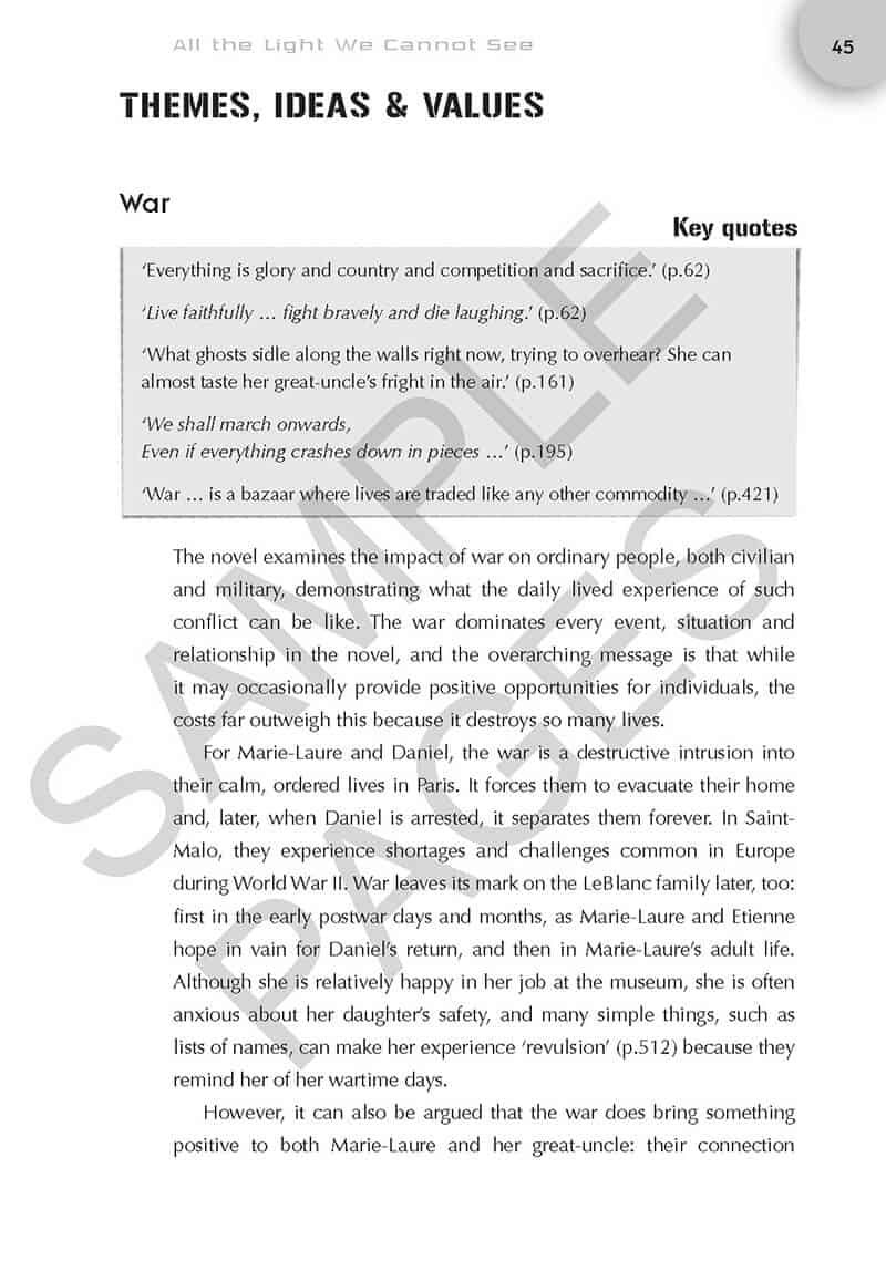 All The Light We Cannot See Insight Text Guide Insight Publications
