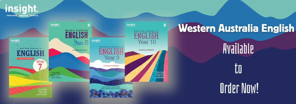 Banner image displaying the Insight's WA English Year 7 to 10 books