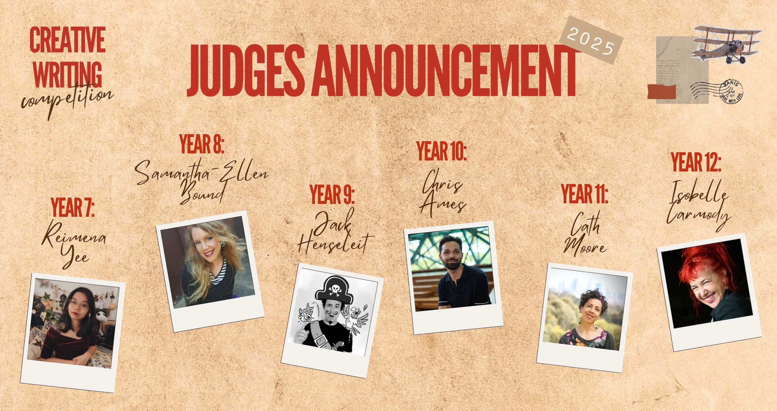 Banner image displaying the profile images of the judges selected for the 2025 Insight Creative Writing Competition.